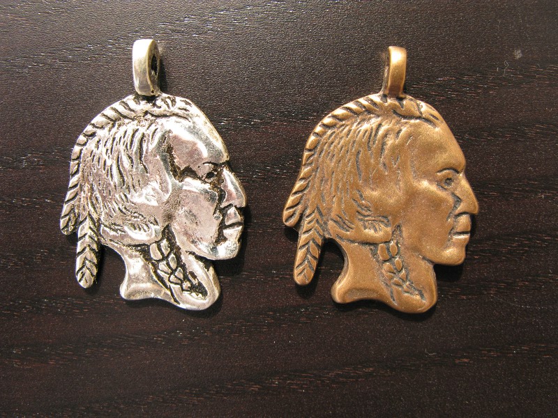 Anhänger Indianer, versilbert & Bronze