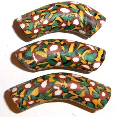 Alte Millefiori "Elbow" Perlen / 3 Perlen.