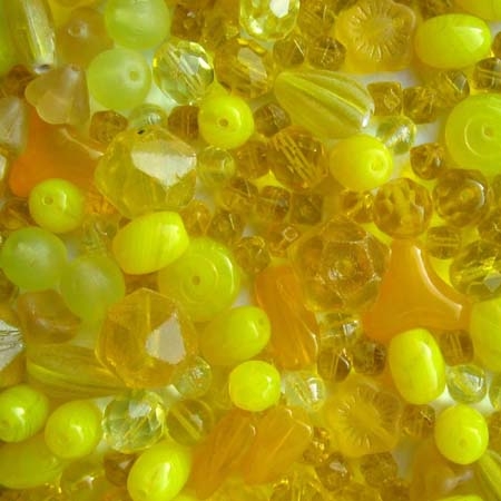 Glasperlenmischung, gelb, 100g.