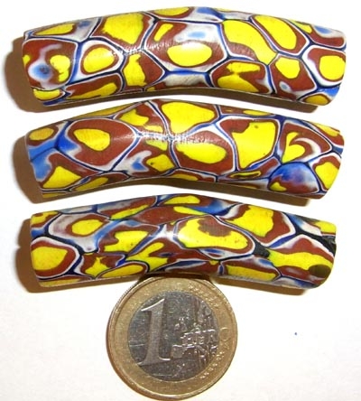 Alte Millefiori "Elbow" Perlen / 3 "XL" Perlen