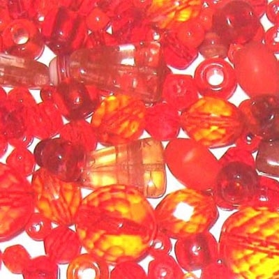 Glasperlenmischung, orange, 100g.