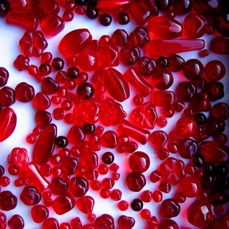 Glasperlenmischung, rot, 100g.