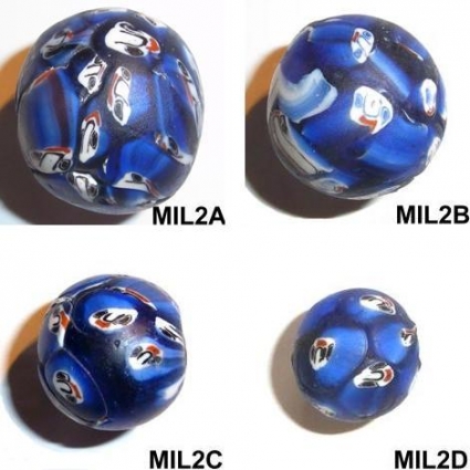 Millefiori-Gesichtsperlen, kobaltblau