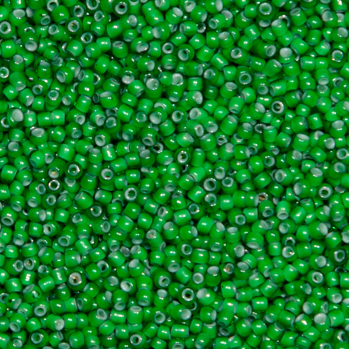 Rocailles / "Whitehearts", Grün. 100g.