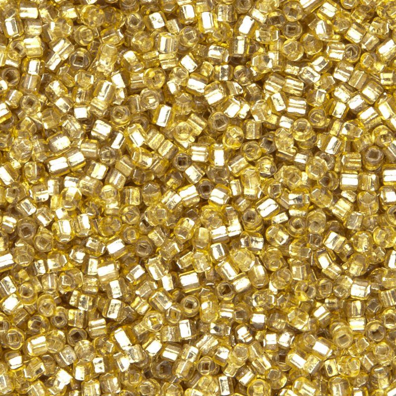 Charlottebeads mit Silbereinzug, Gelb. 100g.