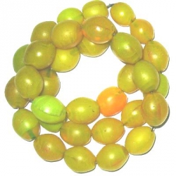 Olivenperlen, gelb, 15x19mm / Strang