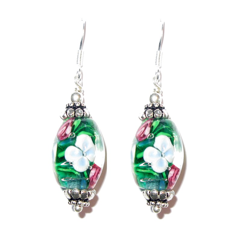 Ohrringe mit Floralbeads / Sterlingsilber