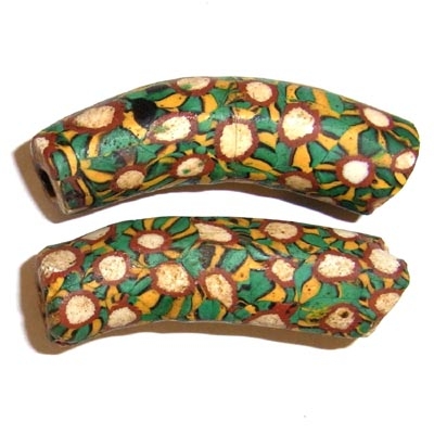 Alte Millefiori "Elbow" Perlen / 2 Perlen.