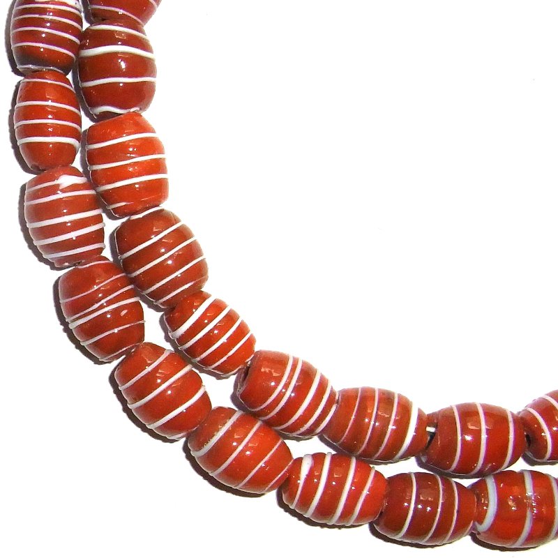 Spiralperlen, rot, ca.14x18mm. Strang.