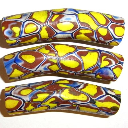 Alte Millefiori "Elbow" Perlen / 3 "XL" Perlen