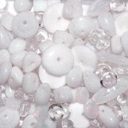 Glasperlenmischung, weiß, 100g.