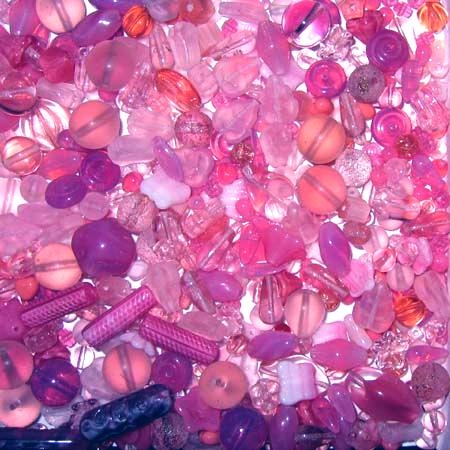 Glasperlenmischung, rosa, 100g.