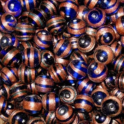 Glasperle mit Aventurin, blau, ø ca. 14mm.