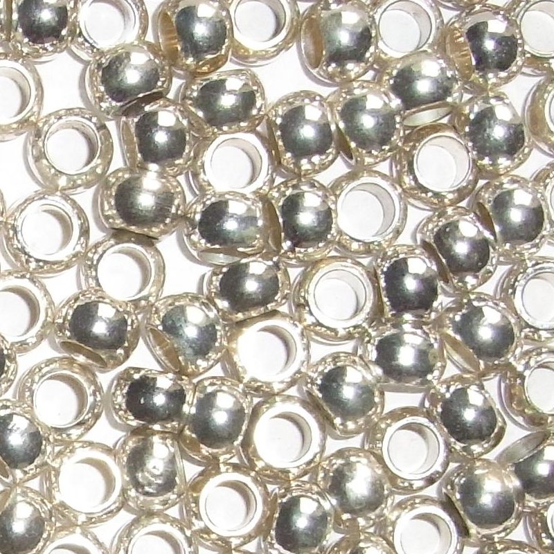 Messingperlen, ø 8mm, 100st. versilbert.
