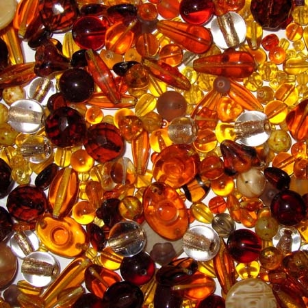 Glasperlenmischung, topas, 100g.