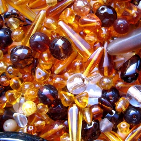 Glasperlenmischung, topas, 100g.