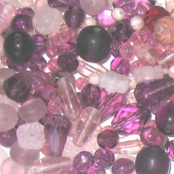 Glasperlenmischung, lila, 100g.
