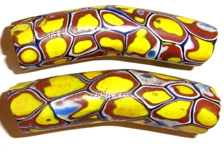 Alte Millefiori "Elbow" Perlen / 2 "XL" Perlen.