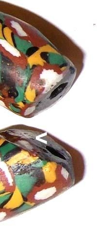 Alte Millefiori "Elbow" Perlen / 3 Perlen.