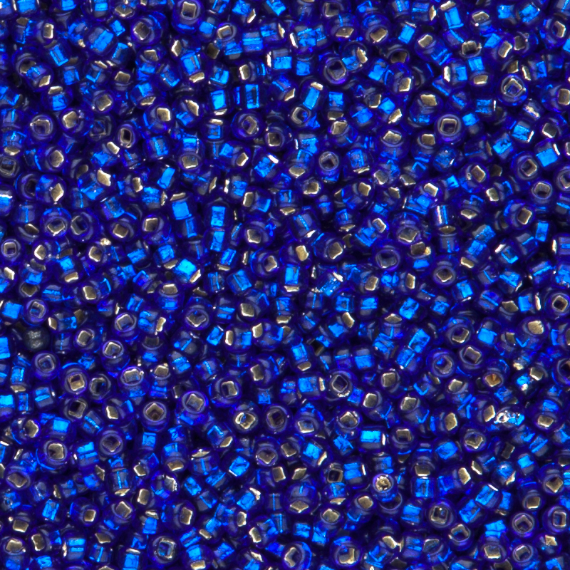 Charlottebeads mit Silbereinzug, Blau. 100g.