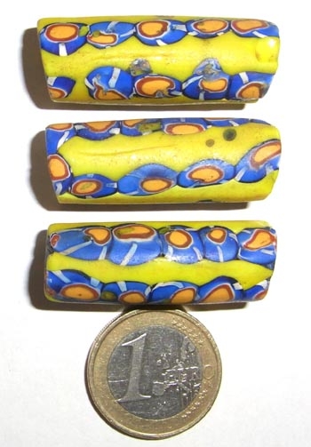 Alte Millefiori Beads / 3 "XL" Perlen
