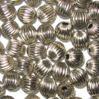 Messingperlen geriffelt, versilbert, ø 08mm.