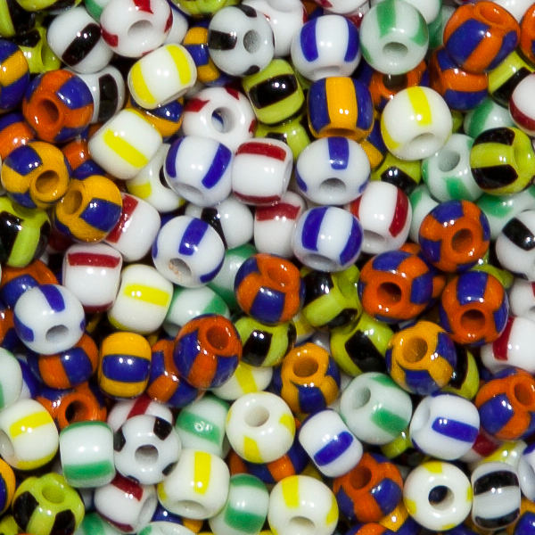 Crowbeadmischung gestreift, ø 5mm. 250g.