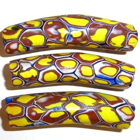 Alte Millefiori "Elbow" Perlen / 3 "XL" Perlen.