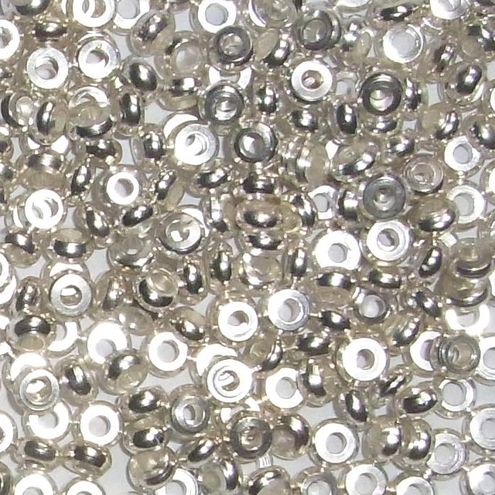 Messingperlen, ø 5mm, 200st. versilbert.