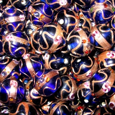 Glasperle mit Aventurin, blau, ø ca. 17mm