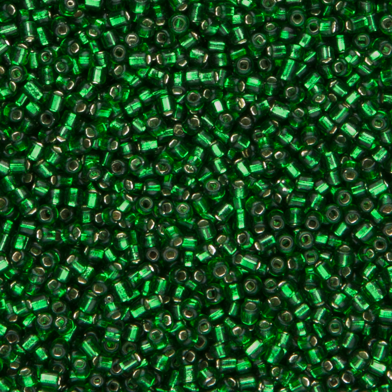 Charlottebeads mit Silbereinzug, Grün. 100g.