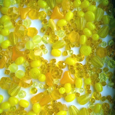 Glasperlenmischung, gelb, 100g.