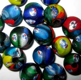 Millefiori-Gesichtsperle, rund, ø16mm. 1st.